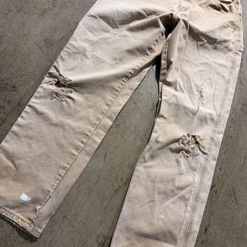 Dickies Pants Mens 34x31 Beige Carpenter Canvas Workwear Relaxed Fit Utility - Picture 7 of 8